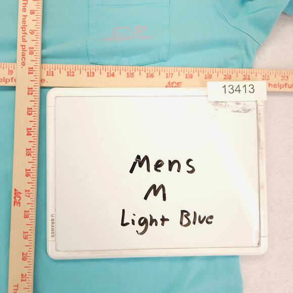 Vineyard Vines Short Sleeve Crew Neck Pocketed T-Shirt Mens Size M Light Blue - Picture 7 of 9